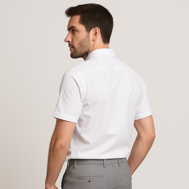 پیراهن آستین کوتاه یقه برگردان با تنخور معمولی (regular fit) مردانه ابراف مدل قاپک مخفی سپهر