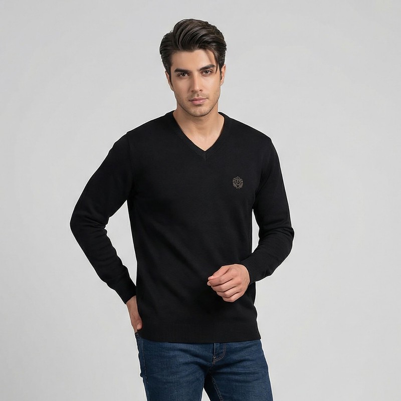 پلیور یقه هفت مردانه تریکو پاییزان مدل P700