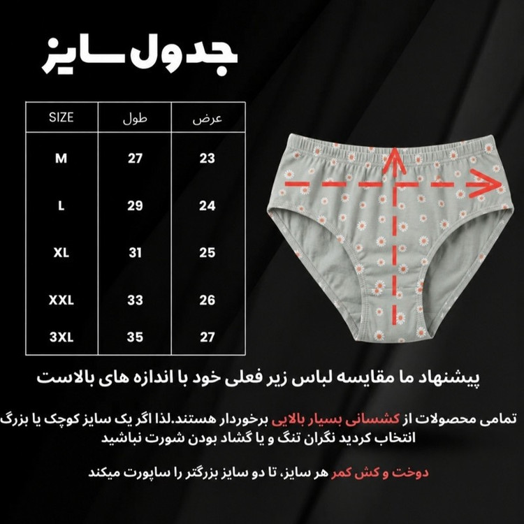 شورت زنانه نخ پنبه مدل پریمیوم فاق دولایه و ضد حساسیت مجموعه ۶ عددی کد ۱۱۰۲