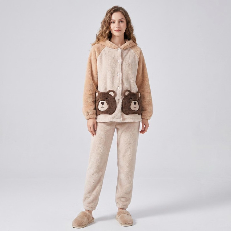 ست سویشرت و شلوار زنانه شیرین جامه مدل خرسی کره ای