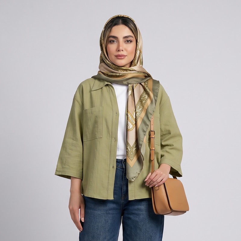 کراپ شومیز آستین سه ربع یقه برگردان زنانه هایکا مدل کادنزا