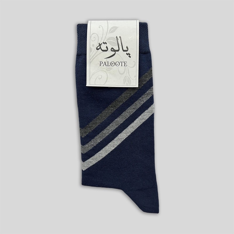 جوراب ساق بلند مردانه پالوته طرح راهراه مدل PLT-P7 بسته 3 عددی