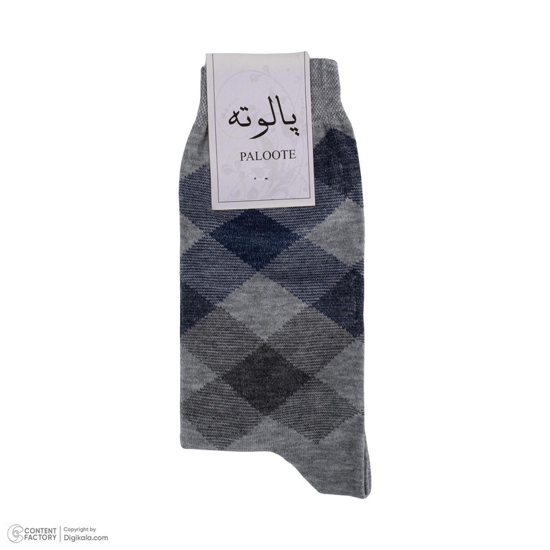 جوراب ساق بلند مردانه پالوته طرح چهارخانه مدل PLT-P6 بسته 3 عددی