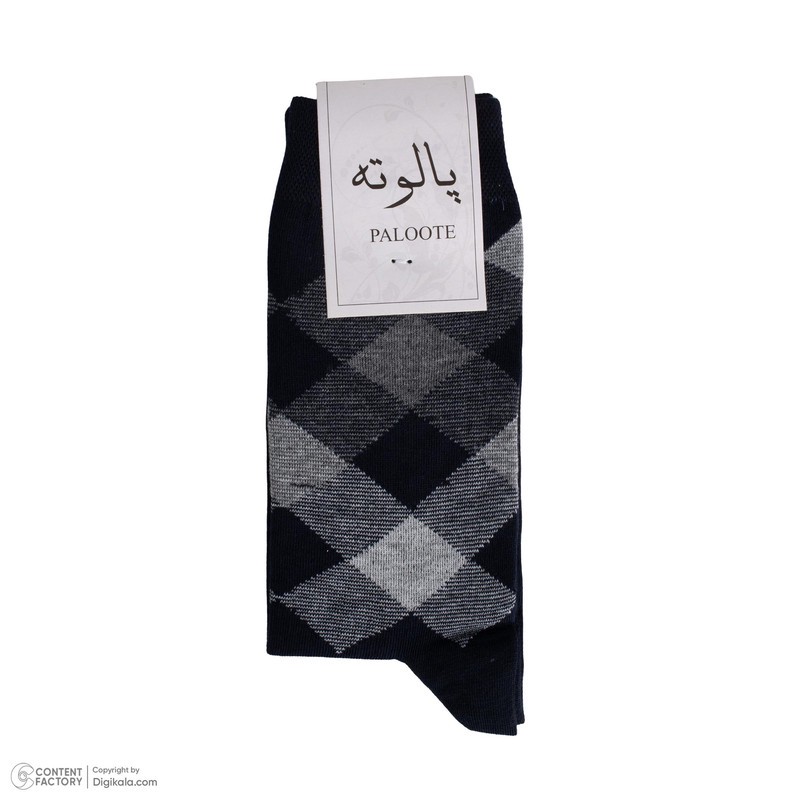 جوراب ساق بلند مردانه پالوته طرح چهارخانه مدل PLT-P6 بسته 3 عددی