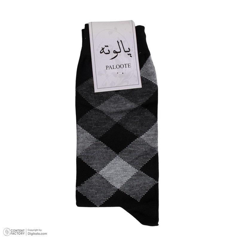 جوراب ساق بلند مردانه پالوته طرح چهارخانه مدل PLT-P6 بسته 3 عددی