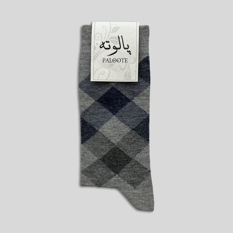 جوراب ساق بلند مردانه پالوته طرح چهارخانه مدل PLT-P6 بسته 3 عددی