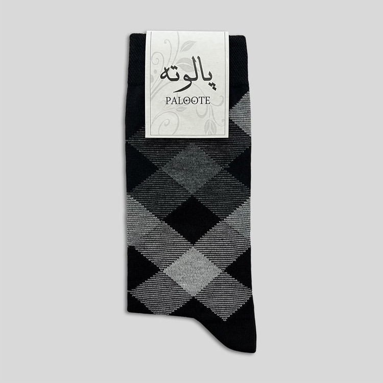 جوراب ساق بلند مردانه پالوته طرح چهارخانه مدل PLT-P6 بسته 3 عددی