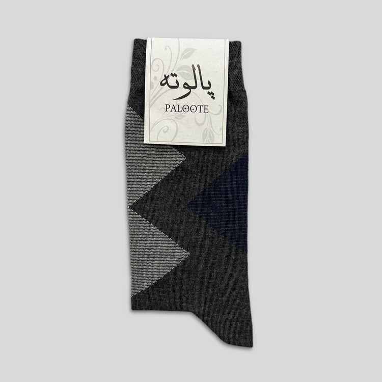 جوراب ساق بلند مردانه پالوته طرح هندسی مدل PLT-P1