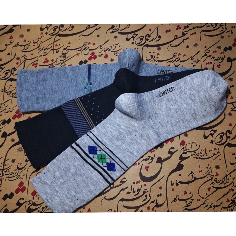 جوراب ساق بلند مردانه لنتر مدل KH-R 06 مجموعه 6 عددی