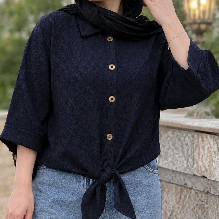شومیز زنانه مراکشی آستین سه ربع مدل پایین گره