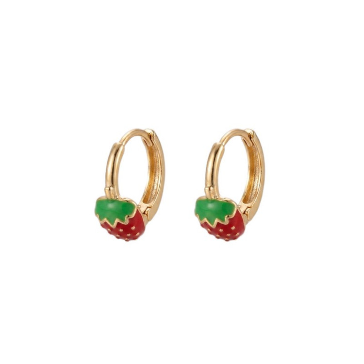 گوشواره حلقه ای زنانه ژوپینگ مدل توت فرنگی bah014