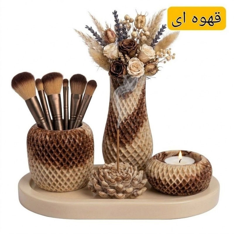ست هدیه دکوری رومیزی مدل روژا مجموعه 5 عددی