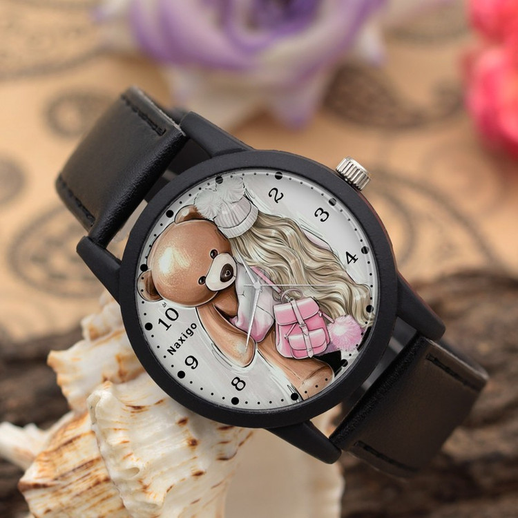 ساعت مچی عقربه ای ناکسیگو مدل دخترانه فانتزی کد LF12325