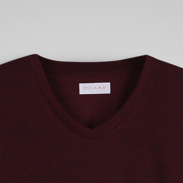 تی شرت آستین کوتاه راحتی زنانه دیکمپ مدل یقه هفت الیاف نخی مدل 02