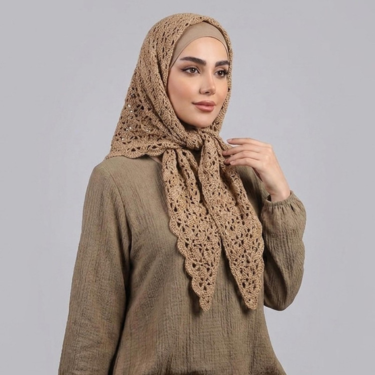 مینی اسکارف نخ زنانه مدل گیپوری کد 0111446 با طول و عرض 6833 سانتی متر