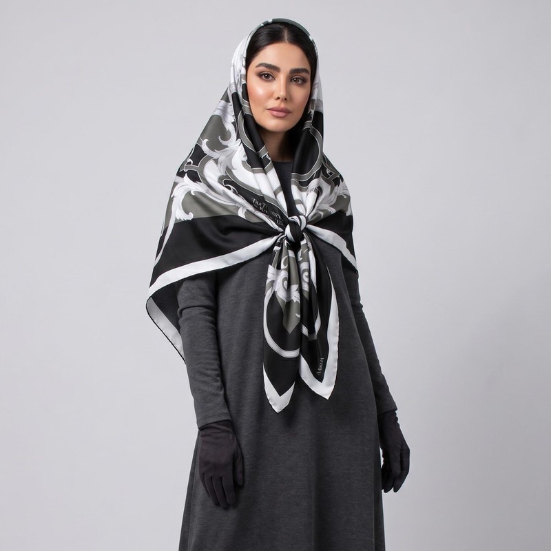 روسری زنانه مدل ابریشم مجلسی کمربندی کد 6055