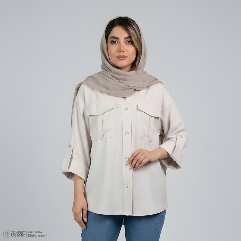شومیز آستین بلند یقه برگردان زنانه السانا مدل نگارین کد 2575