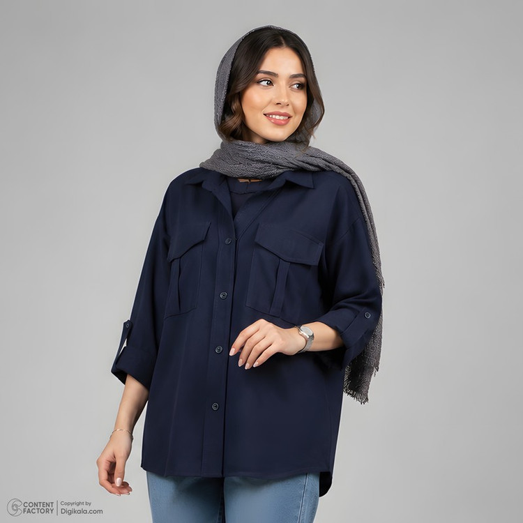 شومیز آستین بلند یقه برگردان زنانه السانا مدل نگارین کد 2575