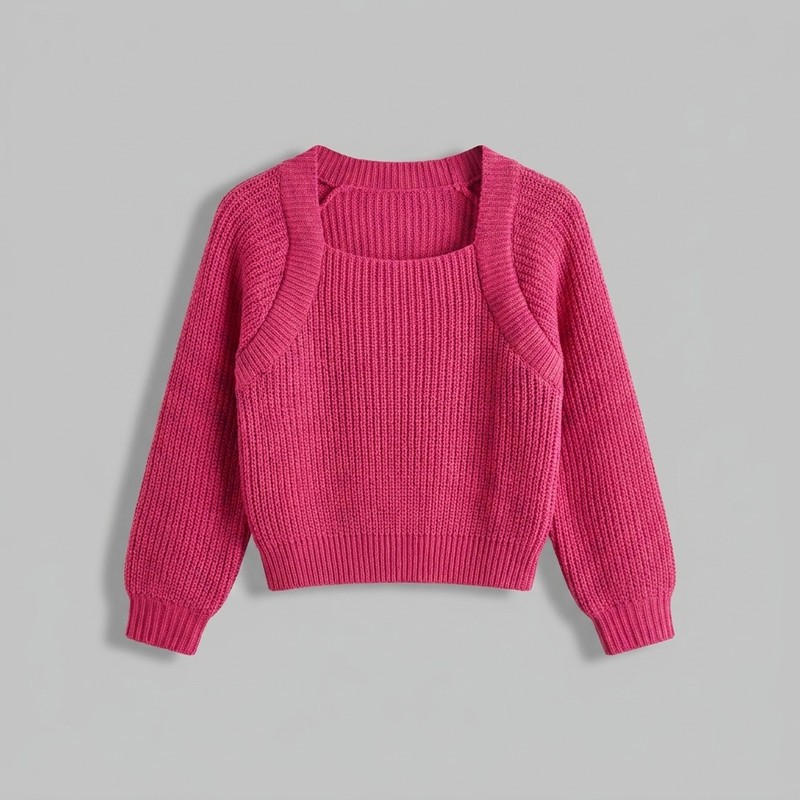 پلیور زنانه آستین بلند مدل بافت عروسکی دلبری