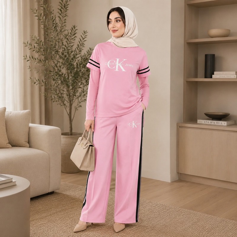 ست تیشرت آستین کوتاه و شلوار راحتی زنانه مدل کیانا