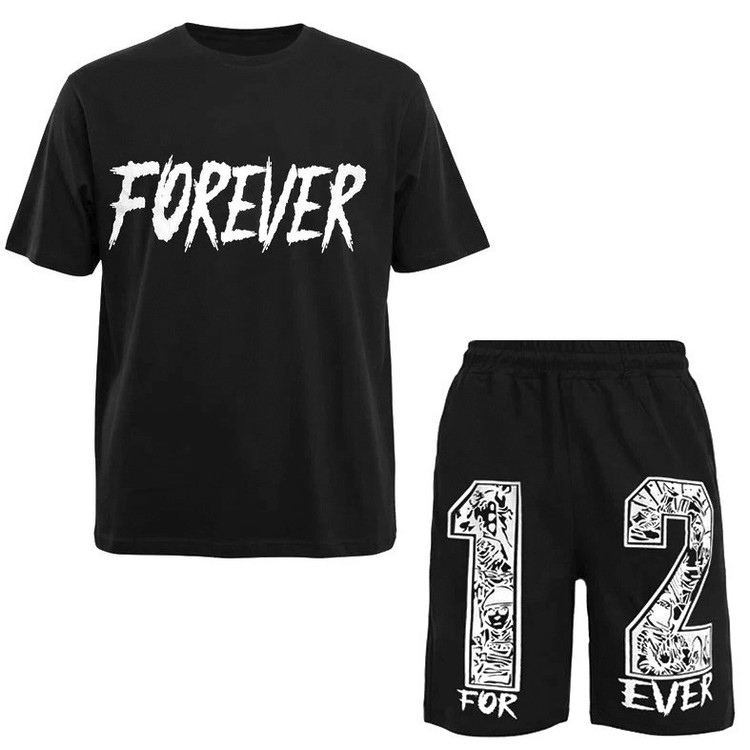 ست تیشرت آستین کوتاه و شلوارک راحتی مردانه مدل FOREVER