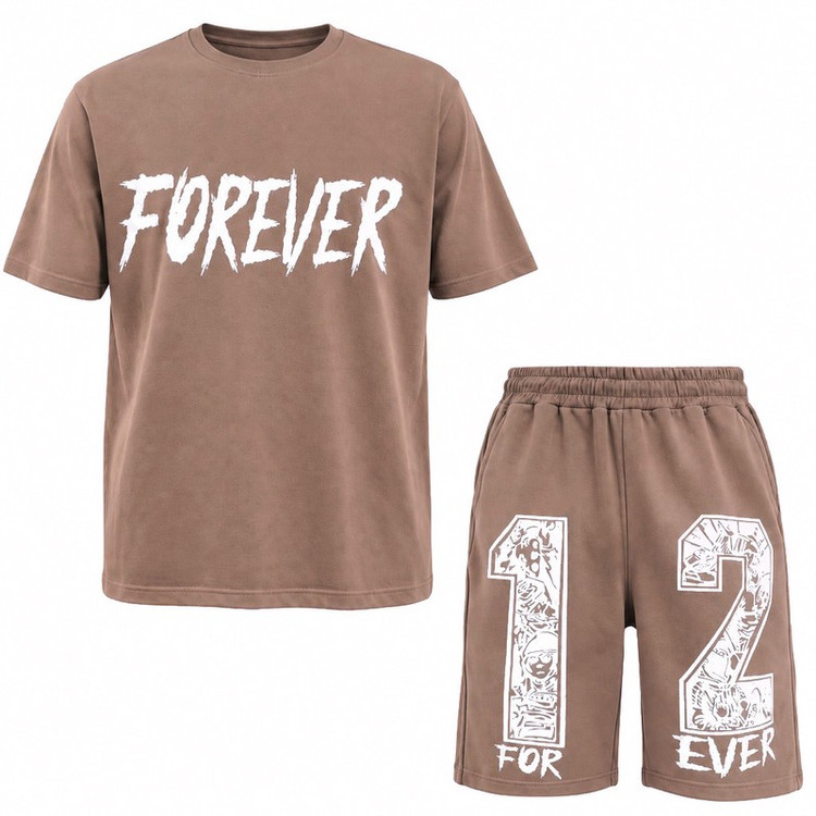 ست تیشرت آستین کوتاه و شلوارک راحتی مردانه مدل FOREVER