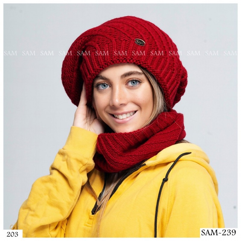 ست کلاه و شال گردن بافتنی سام مدل فرانسوی
