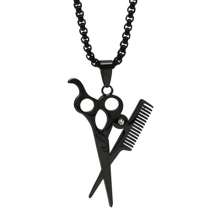 گردنبند مردانه طرح قیچی و شانه کد SC-01