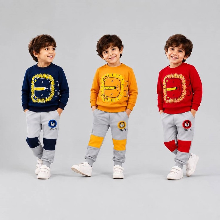 ست سویشرت و شلوار راحتی پسرانه مدل شیر