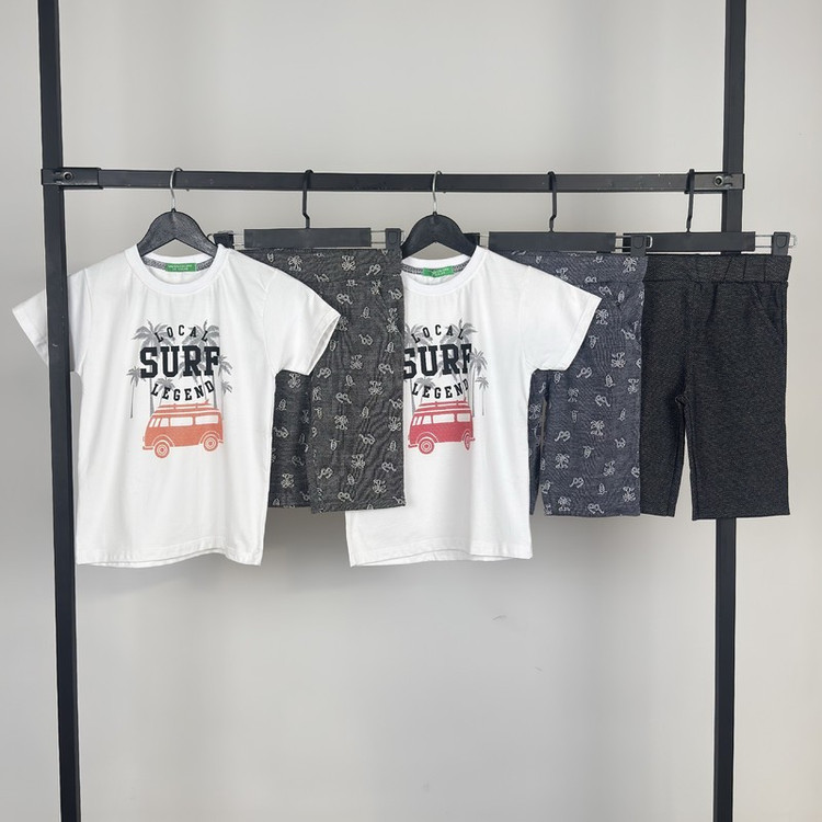 ست تیشرت آستین کوتاه و شلوارک راحتی پسرانه مدل Surf کد ۳۵۰