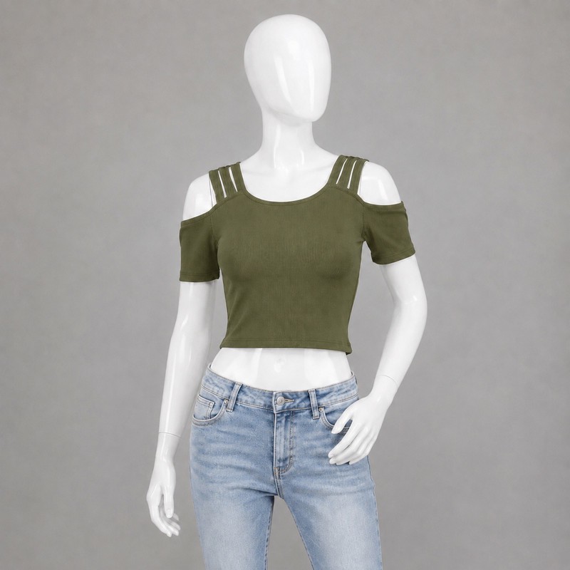 کراپ تیشرت آستین کوتاه راحتی زنانه مدل آنیل