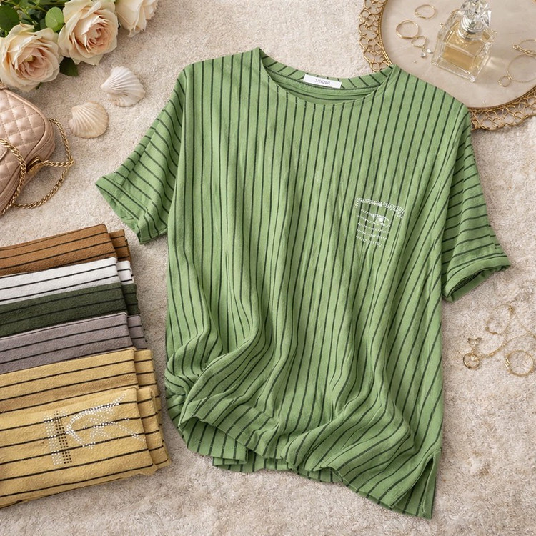 بلوز آستین تا روی شانه یقه گرد زنانه مدل ژینوس کد 5