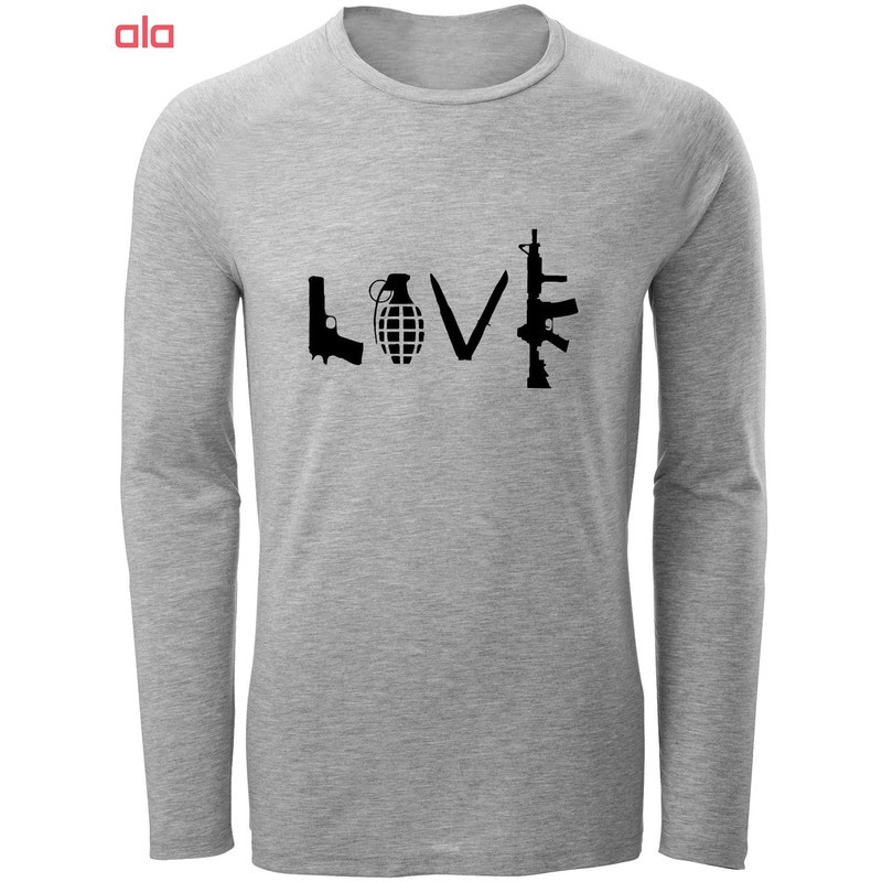 تی شرت آستین بلند مردانه طرح اسلحه love کد F01