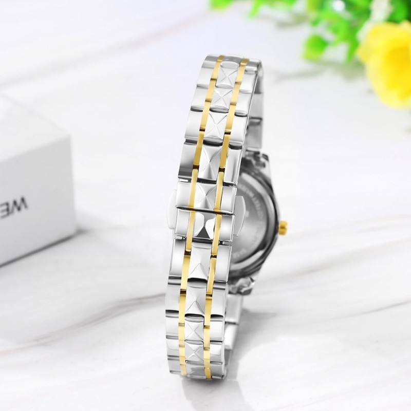 ست ساعت مچی عقربهای زنانه و مردانه مدل کوارتز کلاسیک دی دیت بند استیل طرح تراش الماسی کد 1.1