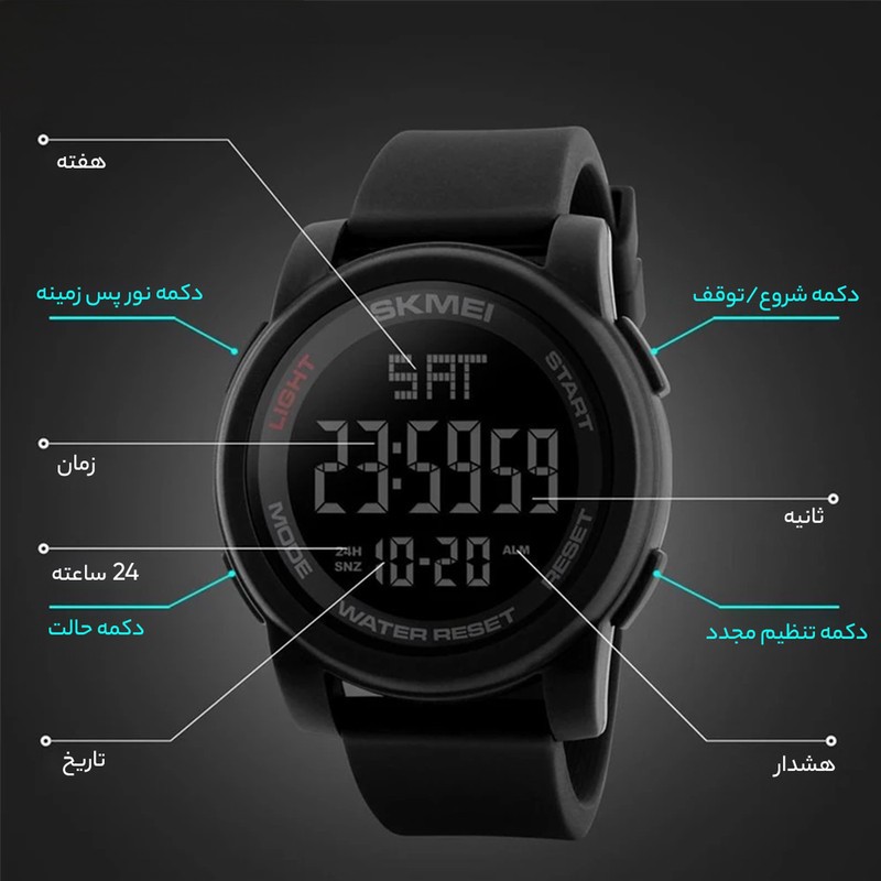 ساعت مچی دیجیتال مردانه اسکمی مدل 1257BK