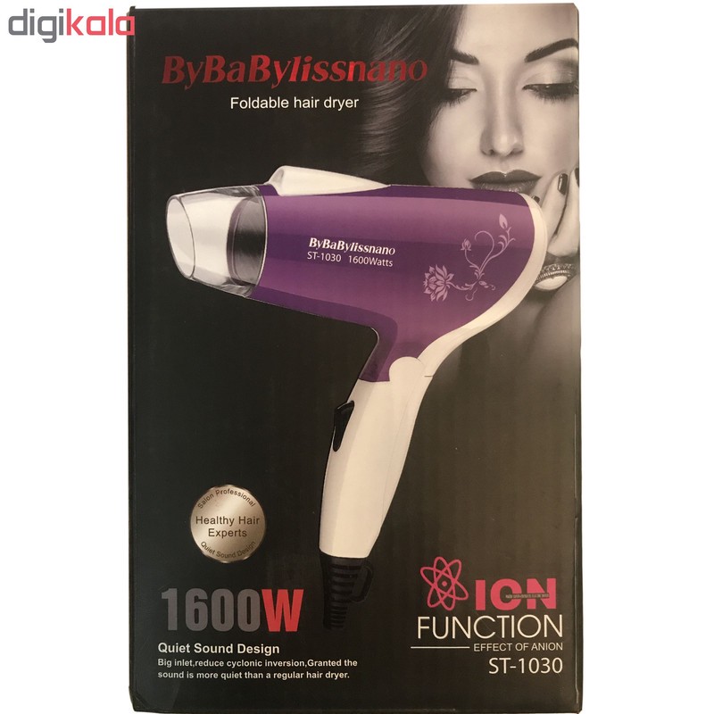 سشوار مسافرتی مدل ST1030_W1600 با توان 1600 وات، تنظیم دما در دو حالت، سرعت یک سرعته، موتور AC، وزن 250 گرم و سری صاف...