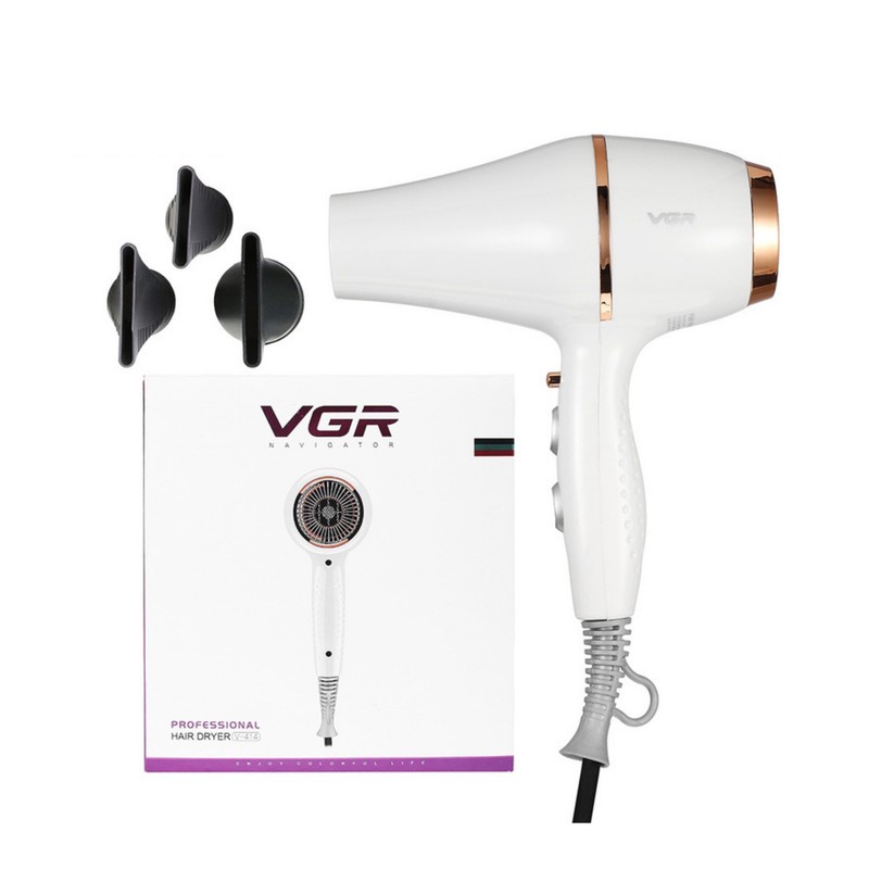 سشوار حرفهای 2200 وات وی جی ار مدل V-414، موتور AC، وزن 802 گرم، المنت سرامیک تورمالین، دارای سری متمرکزکننده باریک، ...