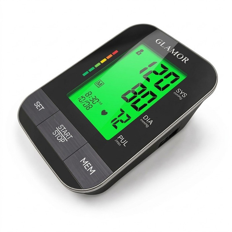 فشارسنج بازویی دیجیتال گلامور مدل DBP-1332، با نمایشگر LCD، اعلان صوتی فارسی، نور پسزمینه چندرنگ، منبع انرژی برق و با...