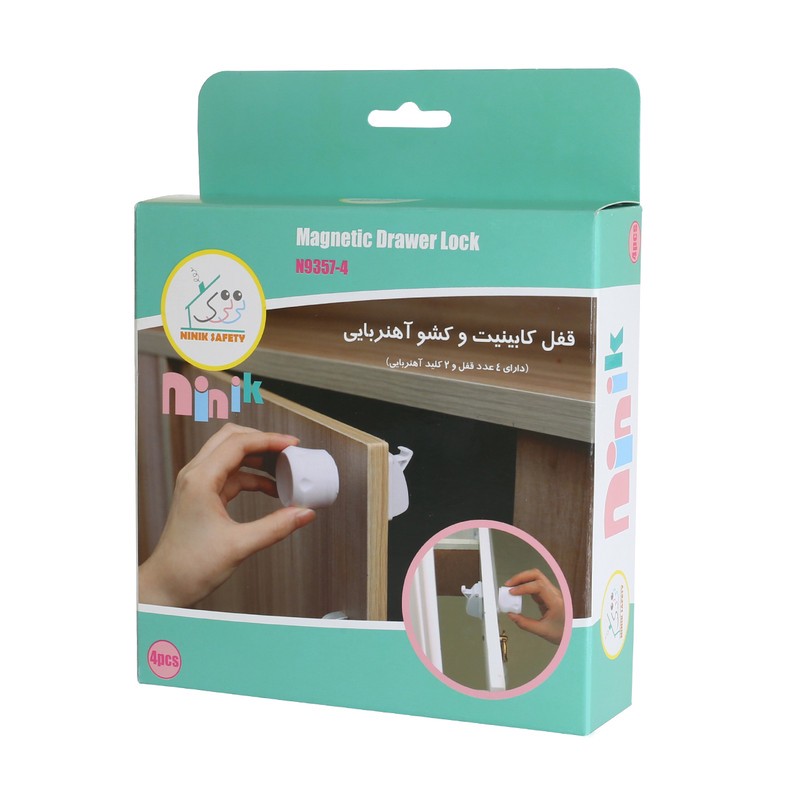 قفل کشو و کابینت آهنربایینی نی کمدل N9357-4 بسته 4 عددی