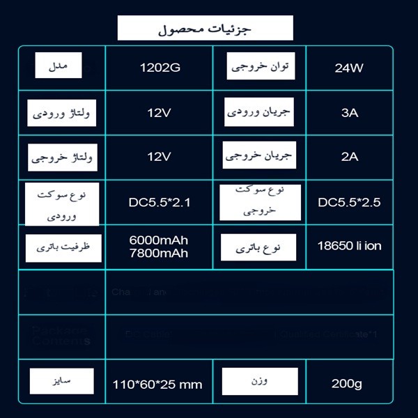 یو پی اس دبلیو جی پی مدل Efcium G12 - 1202G ظرفیت 7800 میلی آمپر ساعت