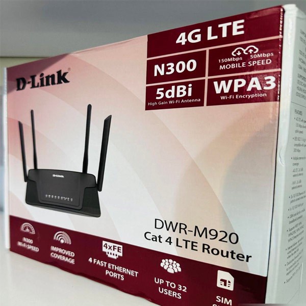 مودم روتر بیسیم 4G LTE دی-لینک مدل DWR-M920 با پشتیبانی از سیمکارت 3G/4G، سرعت تا 150 مگابیت بر ثانیه، پوشش کامل منزل...
