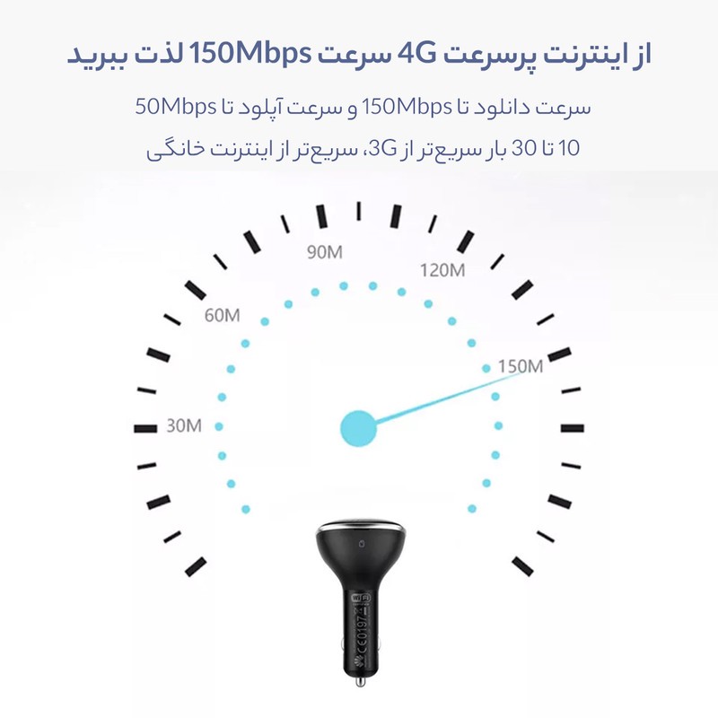 مودم 4G قابل حمل هوآوی مدل HiLink Carfi E 8377 با پشتیبانی از اینترنت LTE، اتصال همزمان تا 10 کاربر، سرعت 150 مگابیت ...