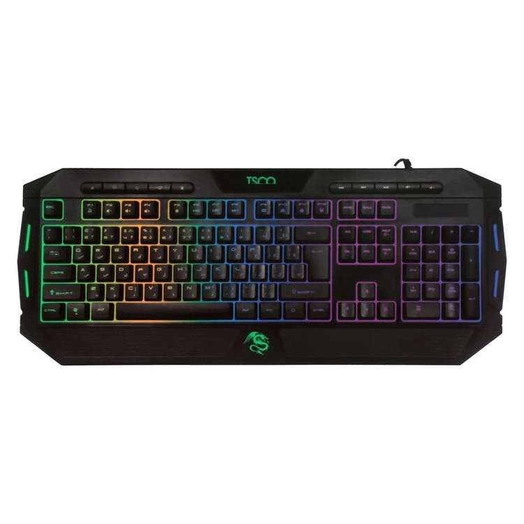 کیبورد گیمینگ تسکو مدل TK 8124، سوییچ ممبران، Full-Size، نورپردازی RGB LED