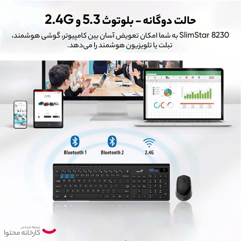 کیبورد و ماوس بی سیم جنیوس مدل SlimStar 8230