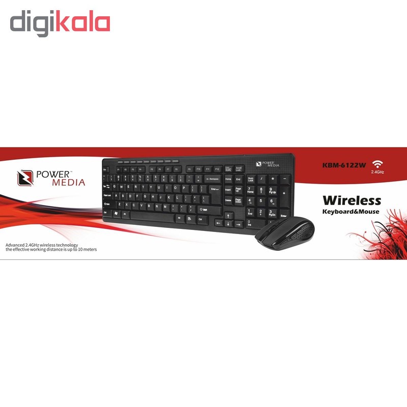 کیبورد و ماوس بی سیم پاورمدیا مدل KBM-6122W