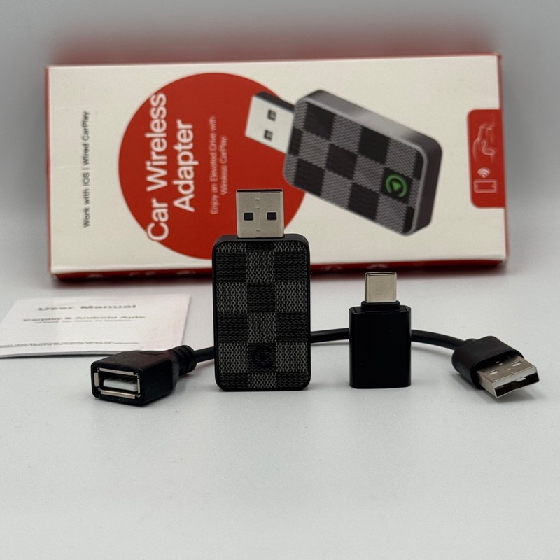 کارپلی و اندروید اتو مدل Wireless CarPlay/Android Auto به همراه مبدل USB به USB-C و کابل افزایش طول USB