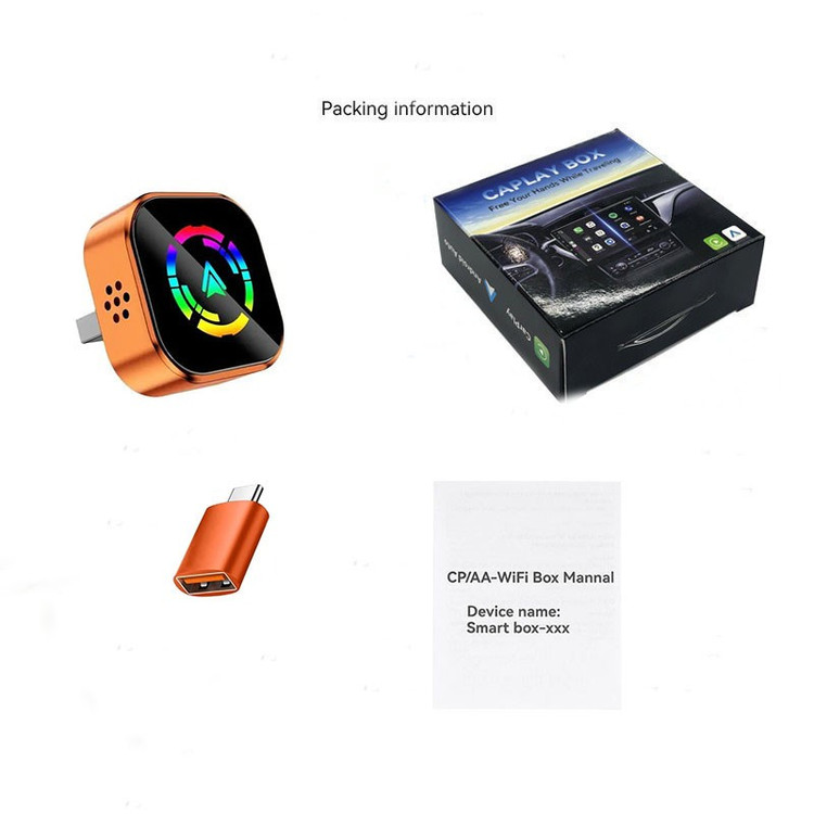 کارپلی و اندروید اتو مدل Wireless CarPlay/Android Auto Q1A به همراه مبدل USB به USB-C