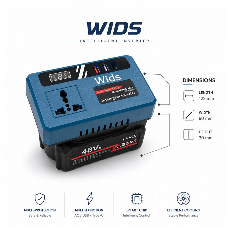 اینورتر تک فاز ویدز مدل شارژی 21V-TO-220V ظرفیت 150 وات