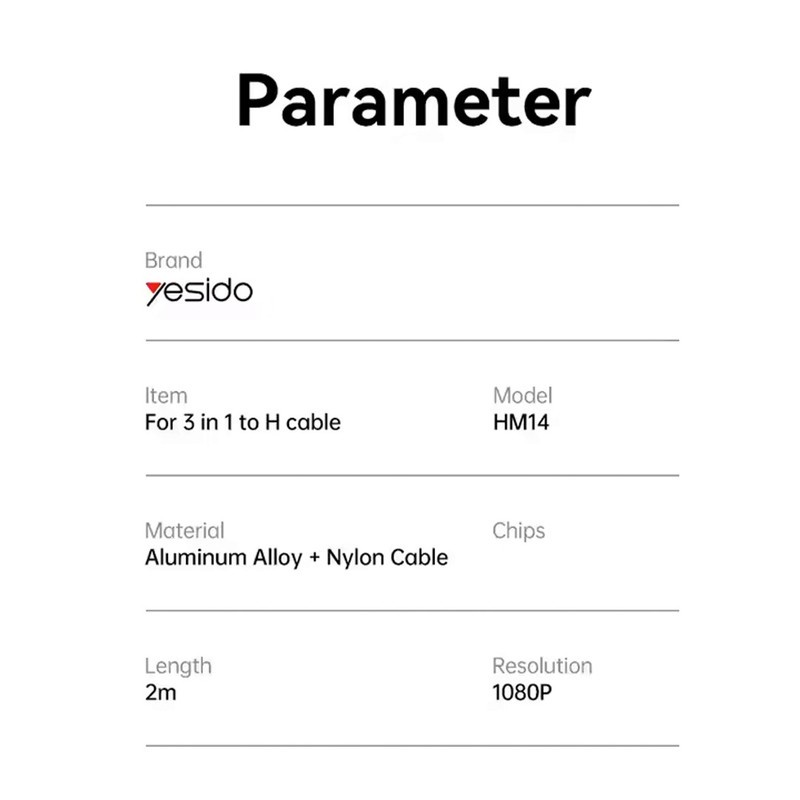 کابل تبدیل HDMI به لایتنینگ / microUSB/ USB-C یسیدو مدل HM14 طول 2 متر