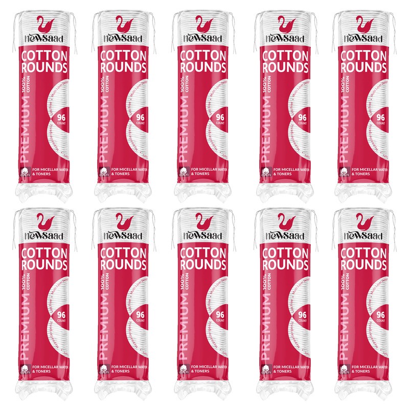 پد پاککننده آرایش صورت نیوساد مدل Cotton-Rounds ده بسته 96 عددی